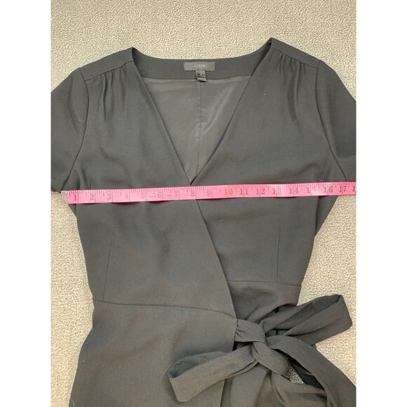 J Crew Crepe Wrap Dress Long Sleeve Career Classic Wardrobe Staple Black Size 0 - Picture 9 of 11